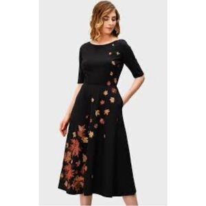 Leaf Embroidery Cotton Jersey Dress by Wayward Fancies eShakti Medium